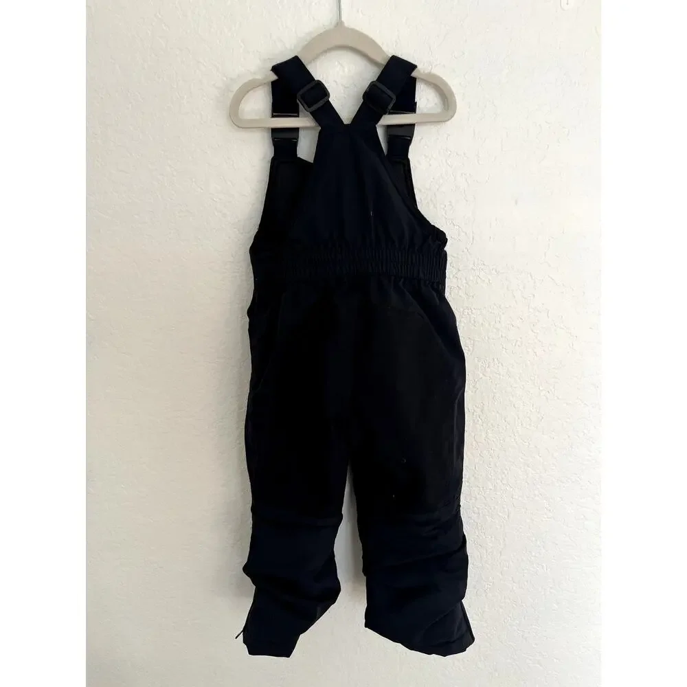 Lands' End Kids Black Insulated Waterproof Snow Bib Overalls Size 3T